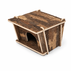 Casetta per Piccoli Animali a Forma di Albero in Sughero con Porta ad Arco per Criceti e Porcellini d'India - Product Image 1