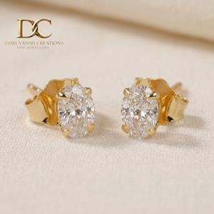 Pendientes de Oro Sólido de 14 Quilates de Lujo, Forma Ovalada, Corte Brillante, Diamante Cultivado en Laboratorio, Certificado IGI, Diseño Personalizado para Mujer, para Boda - Product Image 3