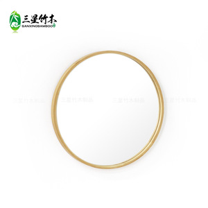 Bamboo-framed round custom <b>mirror</b>, wall-mounted combination <b>mirror</b> in various sizes, bathroom <b>mirror</b>, creative decorative - Product Image 3