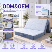 Lit d'appoint pliable, matelas en mousse à mémoire de forme, matelas pliable en trois parties, matelas portable, OEM ODM, marque privée, fournisseur en gros
