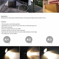 Mini projecteur LED encastré 1W résistant aux intempéries pour éclairage extérieur de cour, de terrasse, d'escalier, d'angle et de trottoir