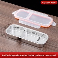 Boîte à lunch de luxe en acier inoxydable 304, durable, de haute qualité, anti-odeur, 3 compartiments, micro-ondable, hermétique, pour le stockage des aliments