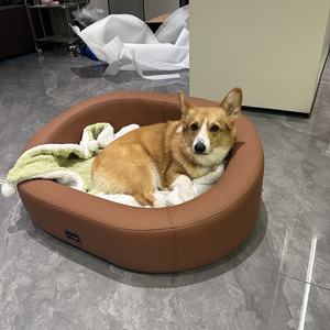 Kinghon interior de lujo pequeño cachorro mediano grande perro gato cama de madera de alta calidad personalizado cuero Anti-grappling humano mascota sofá - Product Image 4