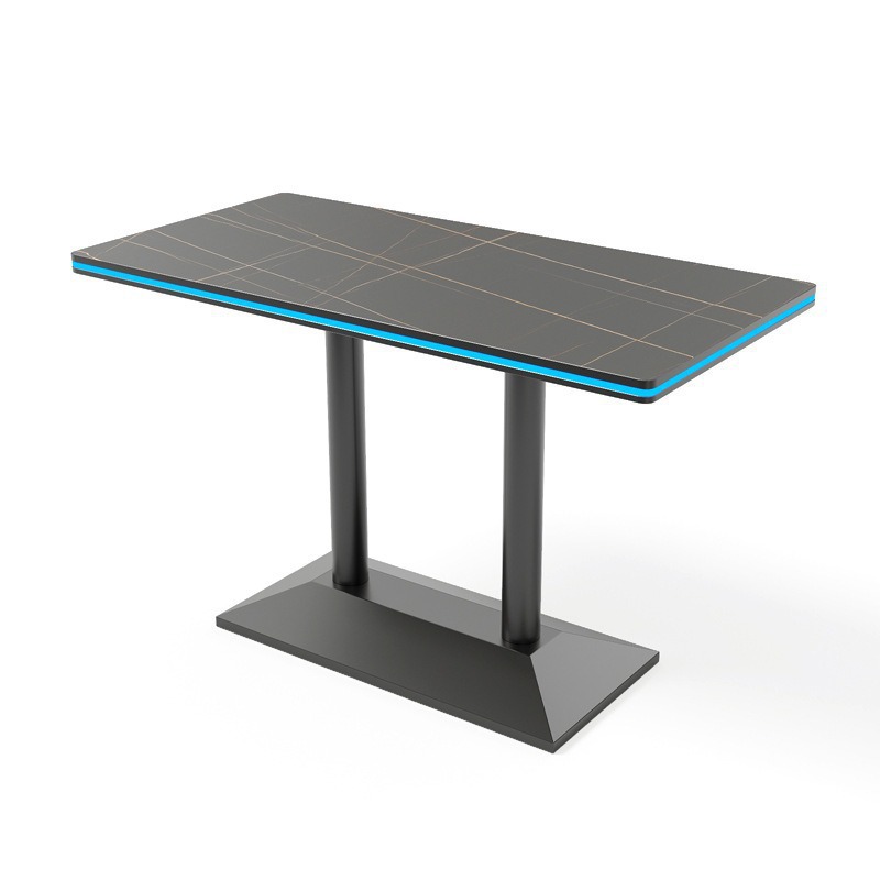 Tavolo lungo con piano in lastra di roccia illuminata 1206