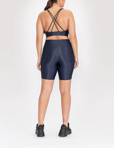2025 Premium Quality Shiny Sports Bra Cross Back Yoga Bra High Support Comfortable Yoga Top Custom Logo <strong>Activewear</strong> - Product Image 3