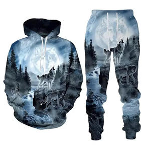 Venta al por mayor de los hombres de alto rendimiento 3D Beast Print poliéster Sudadera con capucha traje primavera otoño forrado Animal Dye técnica cuello con capucha nuevo - Product Image 6