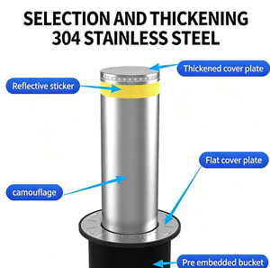 <b>Roadway</b> <b>Safety</b> Hydraulic Retractable Bollard, Anti-Collision Stainless Steel Traffic Barriers for Campus & Commercial Entrance - Product Image 4