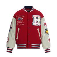 Blouson universitaire en satin brodé lettre B style Hip Hop, avec patchwork multi-badges, tendance, pour homme