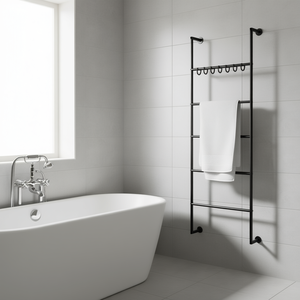 Moderno Toallero de Hierro Negro para Montar en la Pared, Organizador de Baño con 4 Barras - Product Image 2