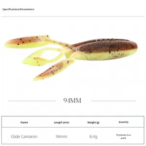 Señuelo de Pesca de Silicona con Forma de Camarón para Pesca de Fondo de Carpa, 94 mm, Diseño de Gusano, 10 Piezas/Bolsa - Product Image 2