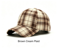 Casquette de baseball vintage en mélange de laine à carreaux, casquette classique à visière incurvée à motif écossais, chapeau unisexe tendance pour toutes les saisons, vente en gros