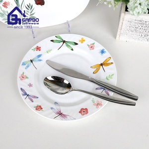 Assiette à dîner ronde en verre opale blanc de 10,5 pouces, en verre trempé de Chine, personnalisable avec impression, vente en gros, assiette en verre opale laiteux - Product Image 1