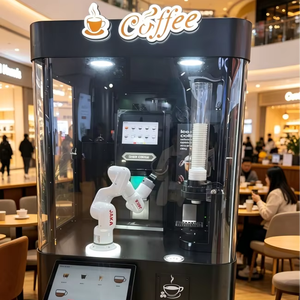 Máquina <span class=keywords><strong>de</strong></span> Café Robótica W200-S con <span class=keywords><strong>Brazo</strong></span> Robótico Barista, Compatible con Monedas NV9 y C6100, y Tarjetas <span class=keywords><strong>de</strong></span> Crédito, para Arte Latte DIY y Kiosco <span class=keywords><strong>de</strong></span> Café - Product Image 1