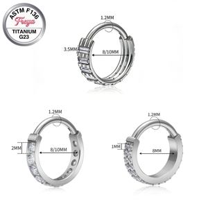 Anneau de nez en titane G23 ASTM F136 avec zircon, anneau de septum de qualité implantable, clou clicker, boucles d'oreilles, anneaux Daith et <span class=keywords><strong>Helix</strong></span>, bijoux de <span class=keywords><strong>piercing</strong></span> corporel - Product Image 5