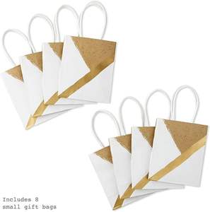 Bolsas de Regalo de Papel Kraft con Asas, Color Blanco Dorado, para Fiestas, Cumpleaños, Bodas, Navidad, Año Nuevo, Bolsas de Papel Kraft para Envolver Regalos - Product Image 4