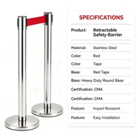 Poteau de guidage rétractable en acier inoxydable avec barrière à sangle pour la gestion des files d'attente et le contrôle des foules, pour Musées, Banques, Événements, OEM