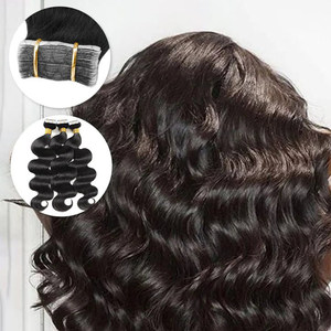 Naturale nero # 1B Tape-In extension per capelli 100% capelli umani testa completa 14-26 pollici corpo/profondo/onda d'acqua riccia Multi-Texture - Product Image 2