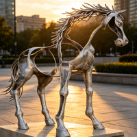 Sculptures d'extérieur sur mesure en acier inoxydable, style abstrait creux, cheval debout, pour villas et jardins