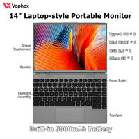 Moniteur de jeu portable sur mesure de 14 pouces, Lapdock avec batterie 5000 mAh, double haut-parleur, prise USB pour Steam Deck, Switch, PS5