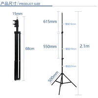 Trépied de selfie 2.1 mètres, support réglable à hauteur, trépied pour lampe annulaire, support pour éclairage