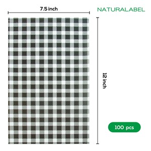 Kertas Pembungkus Makanan Motif Kotak-Kotak Hitam, 45gsm Bebas PFAS Anti Minyak Anti Air Lembaran Pelapis Deli 19x31cm 100 Lembar Per Kantong - Product Image 2