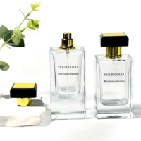 Flacon de parfum rectangulaire plat transparent de luxe pour fabricant de parfums, atomiseur de parfum de 75 ml et 80 ml, flacon d'huile essentielle