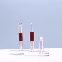 Tube de brillant à lèvres transparent double embout vide en gros, contenant cosmétique pour gloss, blush liquide, emballage beauté
