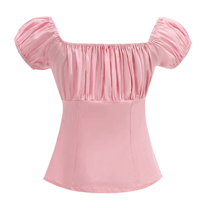 Maglietta Estiva da Donna con <span class=keywords><strong>Spalle</strong></span> <span class=keywords><strong>Scoperte</strong></span>, Manica Corta in Cotone, Stile Retrò Anni '50 e '60, Top Vintage - Product Image 2