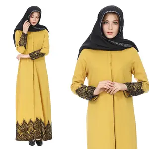 2021 Abaya Dubai Jubah Kimono Muslim Wanita Renda Pangkas Muslim Maxi Kaftan Mantel Panjang Ramadan Pakaian Marocain Qatar Oman Turki