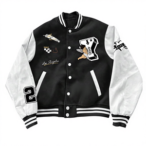 Fabricante Personalizado de Chaquetas Varsity de Alta Calidad con Apliques Bordados en Fieltro de Mezcla de Lana y Cuero, MOQ 10 - Product Image 1