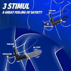 Anillo Vibrador de <span class=keywords><strong>Doble</strong></span> Penetración <span class=keywords><strong>con</strong></span> 10 Modos de Vibración, Impermeable, para Hombres - Product Image 2