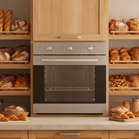 Oven Listrik Built-in OEM Stainless Steel 24 inci, Kontrol Timer Mekanis, Kelas Energi 6, Kapasitas 66L, 2200W, Tunggal, untuk Penggunaan RV dan Hotel