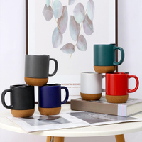 Vente en gros de tasses à eau en grès écologiques de 15 oz, tasse à café en céramique avec logo personnalisé imprimé, base en liège pour cadeau publicitaire