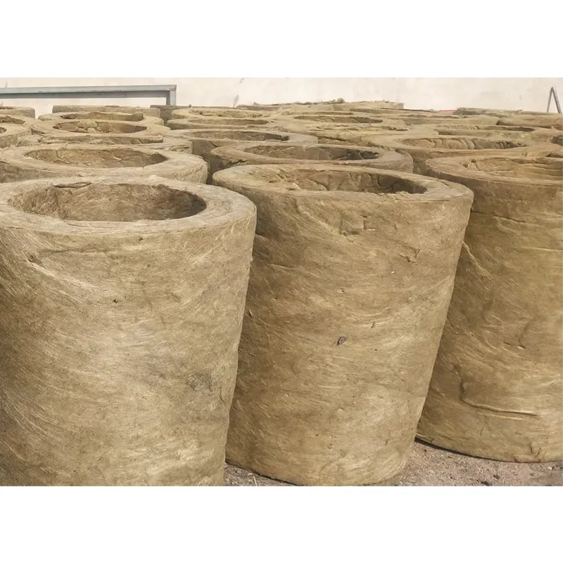 50mm fireproof high-density rock wool pipe insulation composite pipe shell