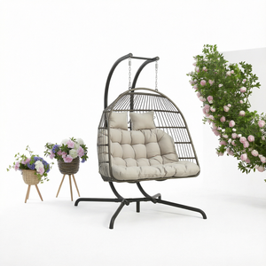 <span class=keywords><strong>Chenson</strong></span> H1023 Muebles Modernos de Exterior, Silla Doble Tipo Huevo Plegable de Metal para Balcón - Columpio Colgante para Patio, Parque, Almacén - Product Image 1