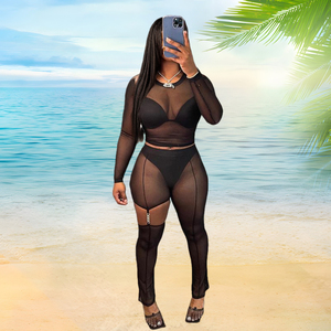 ชุดเซ็กซี่สองชิ้นผ้าตาข่ายสีดำแบบซีทรู ราคาพิเศษ แฟชั่นทันสมัย - Product Image 4