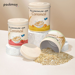 Custom Aluminum Cereal Can for Breakfast <b>Oats</b> Meal Replacement Powder - Food Grade Airtight Screw Top Tall Storage Tin - Product Image 6