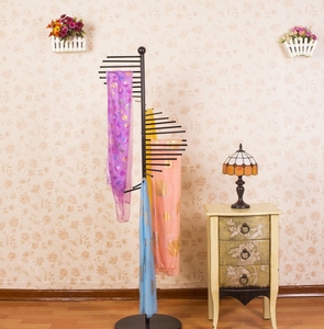 Wrought Iron Scarf Holder, Silk Scarf Display <b>Stand</b>, Floor Scarf Scarf Shawl Shelf, Gold Multi-functional Storage Shelf - Product Image 5