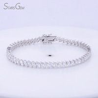 Starsgem 4.65 karat Markiz Kesim Laboratuvarda Yetiştirilmiş Elmas 10 Ayar Som Altın Rodyum Kaplama Vintage Unisex Moda Bileklik Renk D 6.32g