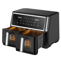 Aifa 10L Friteuse à air à double panier sans huile avec affichage LED Friteuses électriques numériques avec deux zones de cuisson