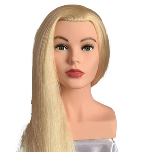Venta caliente 18 "Cabeza de entrenamiento de Maniquí de salón de <span class=keywords><strong>pelo</strong></span> <span class=keywords><strong>largo</strong></span> peluquería 100% cabeza de Maniquí de <span class=keywords><strong>muñeca</strong></span> de <span class=keywords><strong>pelo</strong></span> humano Real con soporte - Product Image 2