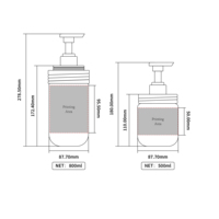 Bouteille vide en plastique PET grande capacité 500ML 800ML avec pompe pour shampoing, lotion, gel douche, savon liquide pour les mains, couleur personnalisée KAIGE