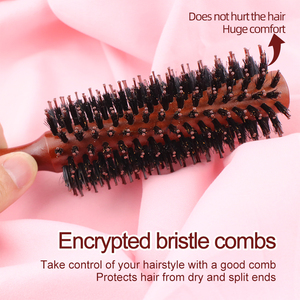 Brosse de coiffure compacte ionique à poils de sanglier en bois, résistante aux hautes températures, pour femmes, vente directe usine - Product Image 3