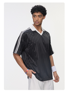เสื้อฟุตบอลทรงโอเวอร์ไซส์สไตล์เรโทร Blokecore ยูนิเซ็กส์ ย้อน<span class=keywords><strong>ยุค</strong></span><span class=keywords><strong>ยุค</strong></span> <span class=keywords><strong>90</strong></span> ระบายอากาศได้ดี ลายทาง เสื้อฟุตบอลแนวสตรีทแวร์ Y2K เสื้อกีฬา - Product Image 3