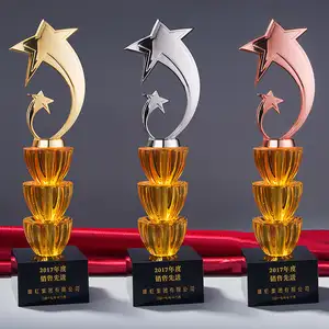 Op Maat Gemaakte Kristallen Trofee Bedrijf Creatieve Pentagon Crystal Ambachten Souvenir Blanco Kristallen Glazen Trofee