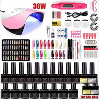 Kit de vernis à ongles Gel avec lumière UV, outil de manucure, pour Nail Art, couche de Base/finition, sans lingette, 120W