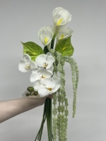 Fleurs artificielles de lys calla en soie véritable de haute qualité, faites à la main, blanc et rose, pour la décoration de mariage et de la maison