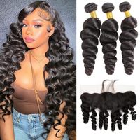 Extensions de cheveux humains vierges brésiliens Remy de grade 10A Bridger Hair, double trame, ondulations lâches, bouclées, avec logo personnalisé