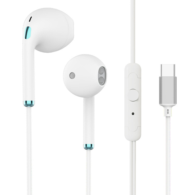 Type-C Wired Earbuds Semi-In-Ear Style IPX-5 Waterproof Bluetrum Chipset 1.2m Cord for Android Music Noise-Cancelling Wholesale