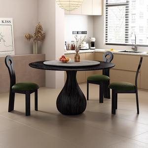 Table de salle à manger ronde en pierre frittée avec base en bois pour restaurant commercial, idéale pour hôtel moderne, salon de thé et club-house. - Product Image 5